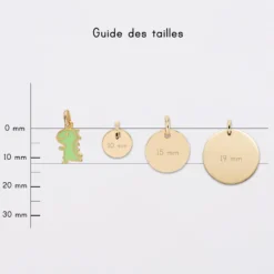 New HappyBulle Breloque dinosaure email et plaqué or 12 mm