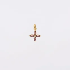 Sale HappyBulle Breloque fleur pétales zircons plaqué or 10 mm