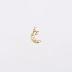 Outlet HappyBulle Breloque lune scintillante plaqué or 11 mm - x Capucine