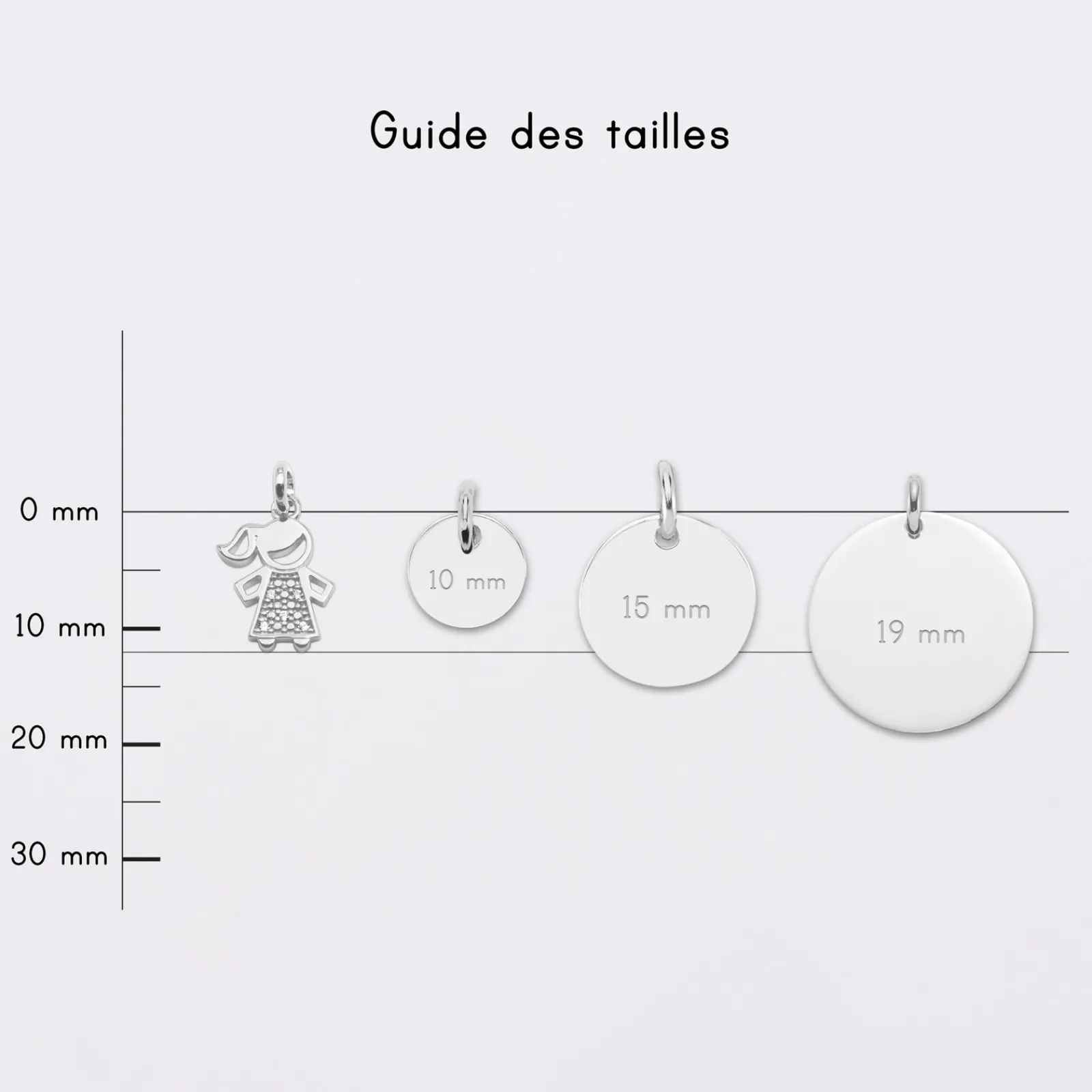 Clearance HappyBulle Breloque petite fille scintillante argent 12 mm Argent rhodié 925