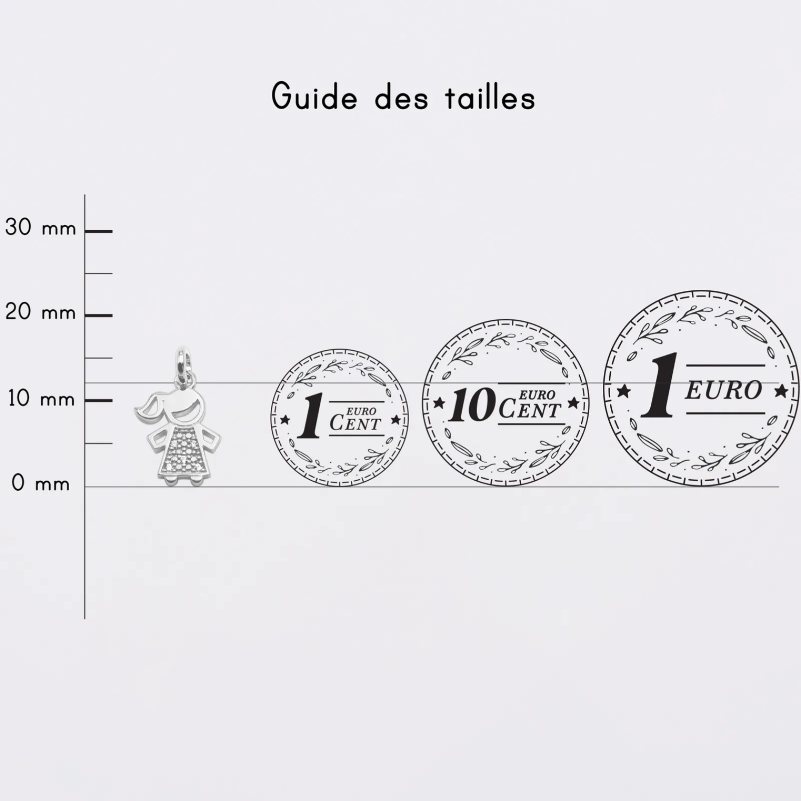 Clearance HappyBulle Breloque petite fille scintillante argent 12 mm Argent rhodié 925
