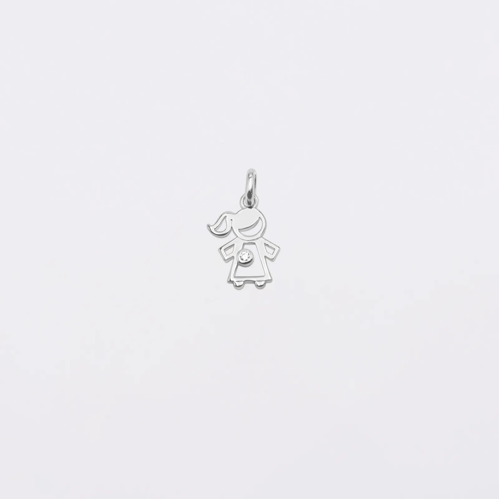 Clearance HappyBulle Breloque petite fille zircon argent 12 mm Argent rhodié 925