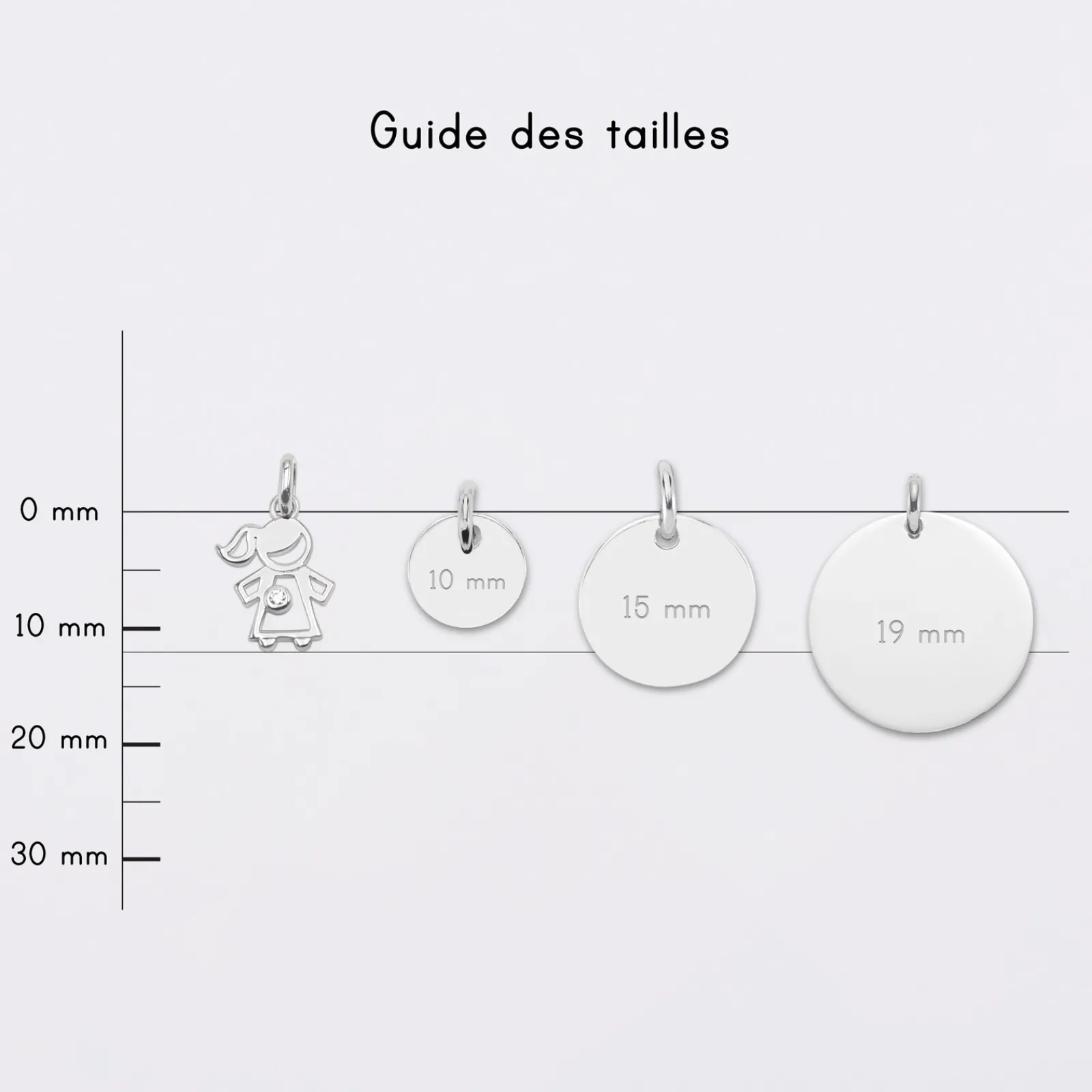 Clearance HappyBulle Breloque petite fille zircon argent 12 mm Argent rhodié 925
