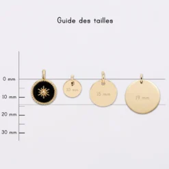 New HappyBulle Breloque soleil et plaqué or 14 mm Email noir