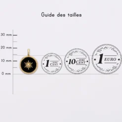 New HappyBulle Breloque soleil et plaqué or 14 mm Email noir