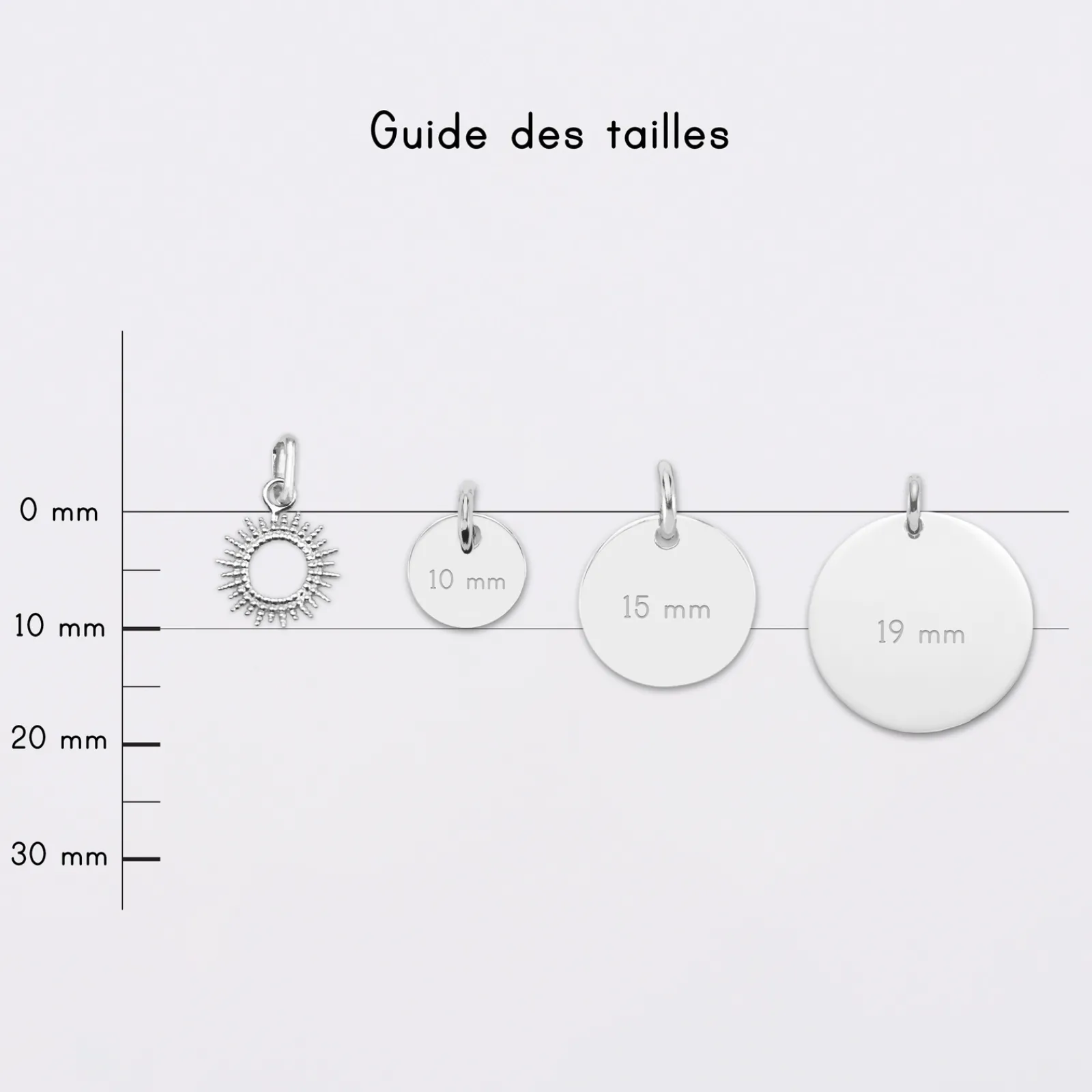 Discount HappyBulle Breloque soleil ouvert argent 10 mm Argent rhodié 925