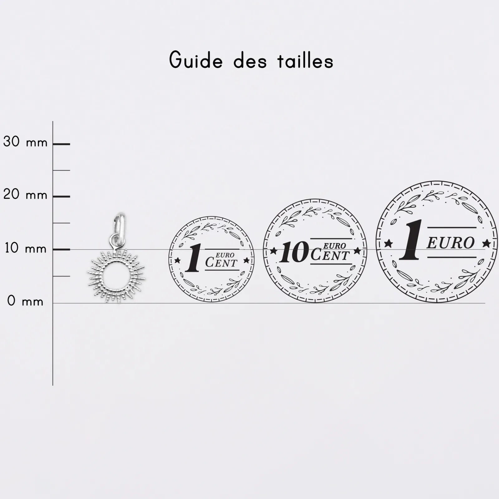 Discount HappyBulle Breloque soleil ouvert argent 10 mm Argent rhodié 925