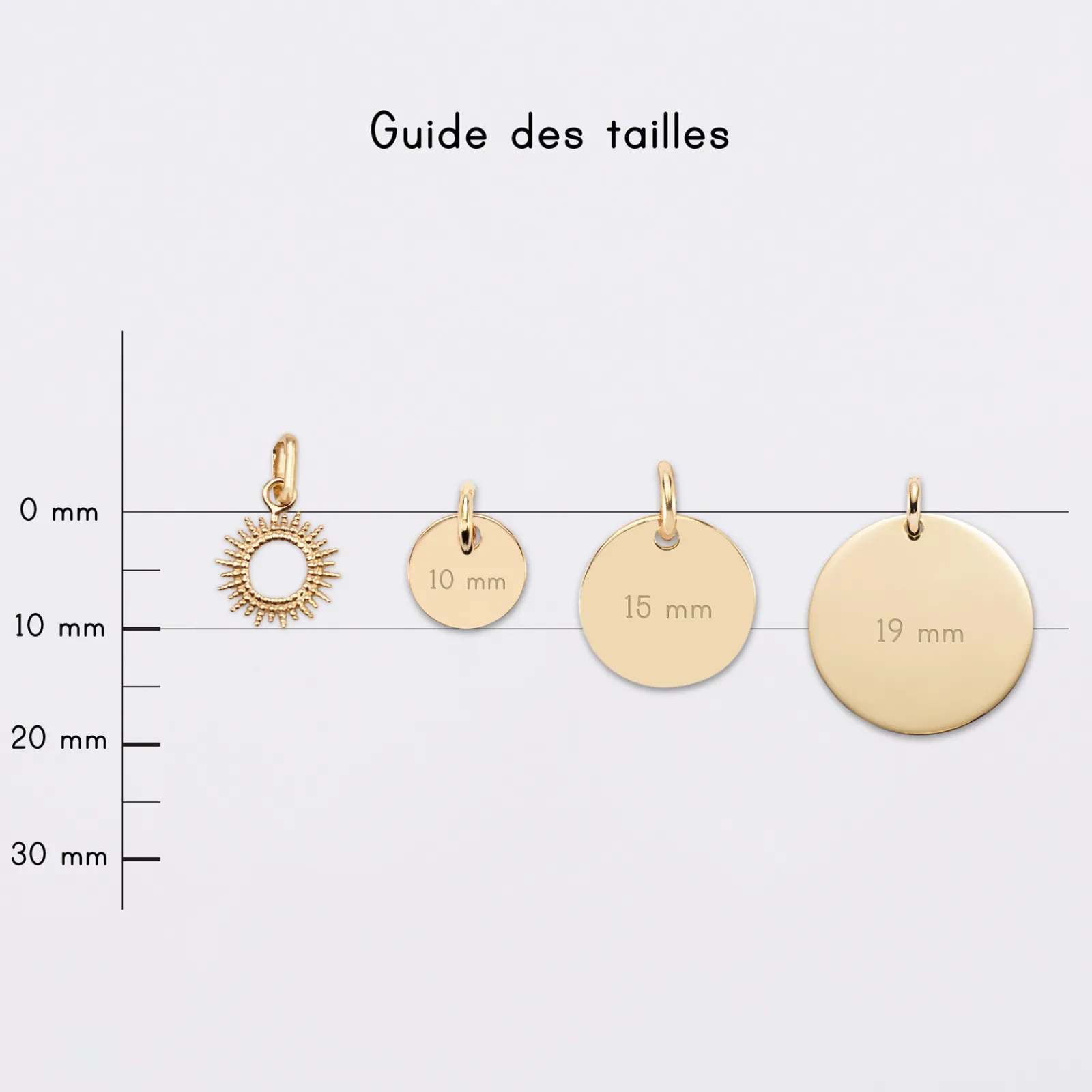 HappyBulle Breloque soleil ouvert plaqué or 10 mm Plaqué or 18k