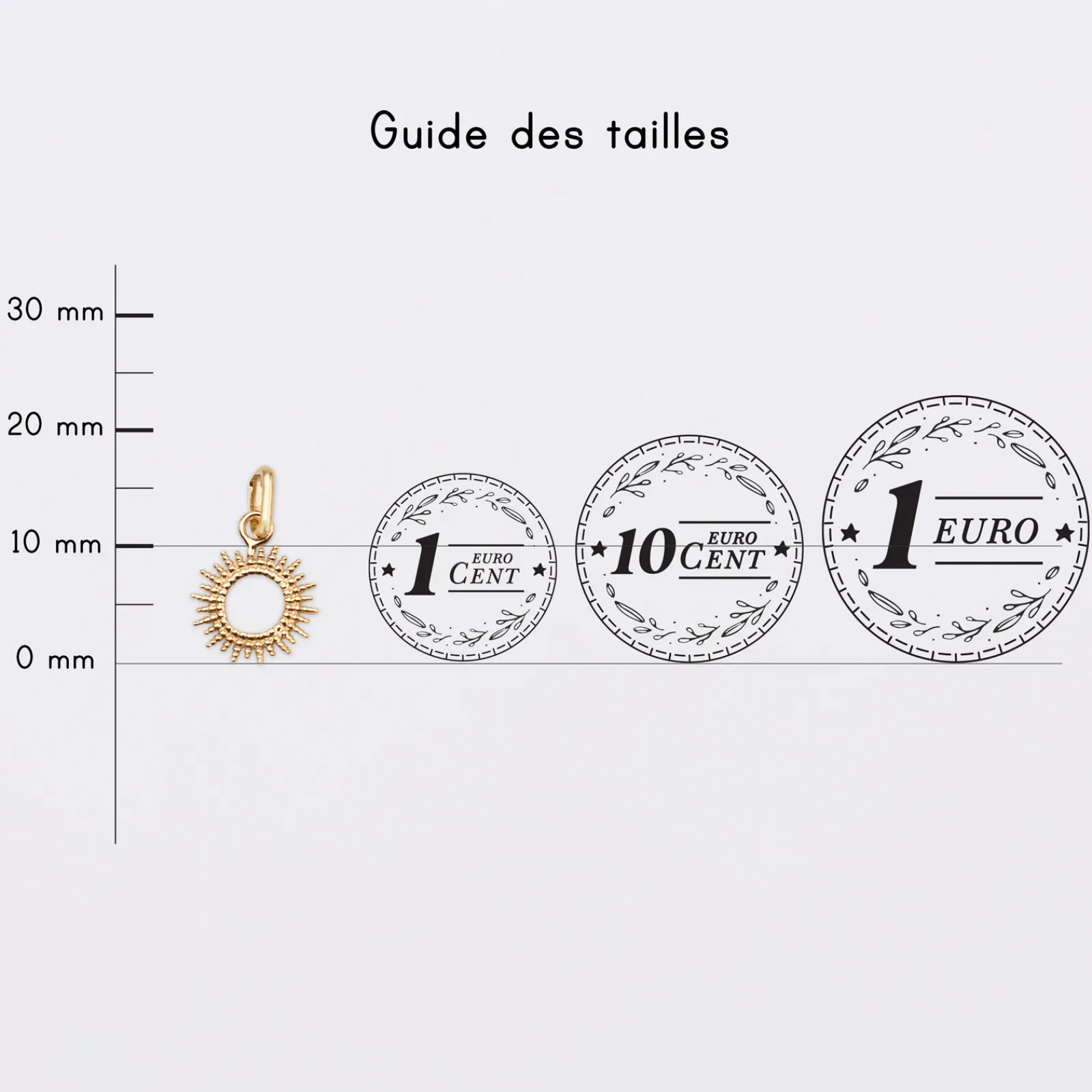 HappyBulle Breloque soleil ouvert plaqué or 10 mm Plaqué or 18k