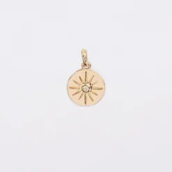 Sale HappyBulle Breloque soleil scintillant plaqué or 14 mm Plaqué or 18k