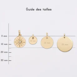 Sale HappyBulle Breloque soleil scintillant plaqué or 14 mm Plaqué or 18k