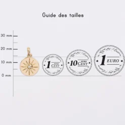 Sale HappyBulle Breloque soleil scintillant plaqué or 14 mm Plaqué or 18k