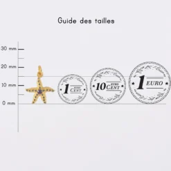 Clearance HappyBulle Breloque étoile de mer scintillante zircons bleus plaqué or 15 mm