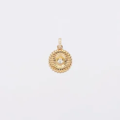 Sale HappyBulle Breloque scintillant plaqué or 14 mm Tournesol