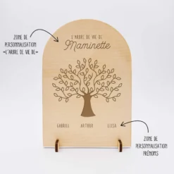 Sale HappyBulle Cadre Arbre de vie personnalisé bois gravé 10x15 cm