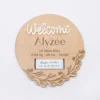 Clearance HappyBulle Cadre bracelet de naissance personnalisé bois gravé avec "Welcome" acrylique miroir argenté 13,4x14 cm