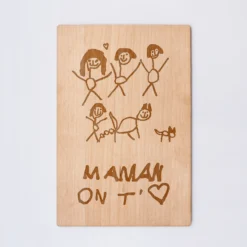 HappyBulle Cadre calendrier personnalisé bois gravé 15x10 cm avec support