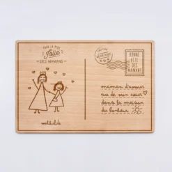 Discount HappyBulle Cadre carte postale personnalisé bois gravé 15x10 cm avec support - édition spéciale "Bonne fête " Maman