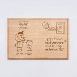 Clearance HappyBulle Cadre carte postale personnalisé bois gravé 15x10 cm avec support - édition spéciale "Bonne fête " Papa