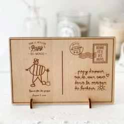 New HappyBulle Cadre carte postale papy personnalisé bois gravé 15x10 cm avec support - édition spéciale 