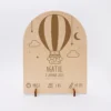 Hot HappyBulle Cadre de naissance montgolfière personnalisé bois gravé 15x11,5 cm