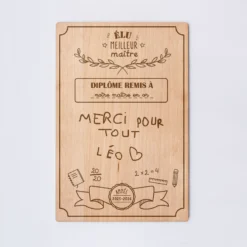 Online HappyBulle Cadre diplôme maître personnalisé bois gravé 15x10 cm avec support - édition spéciale "Meilleur maître" Homme