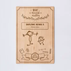 Online HappyBulle Cadre diplôme maître personnalisé bois gravé 15x10 cm avec support - édition spéciale 