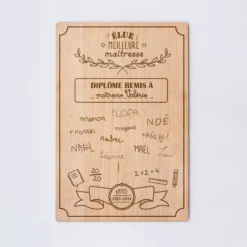 Sale HappyBulle Cadre diplôme maîtresse personnalisé bois gravé 15x10 cm avec support - édition spéciale 