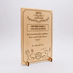Sale HappyBulle Cadre diplôme maîtresse personnalisé bois gravé 15x10 cm avec support - édition spéciale 