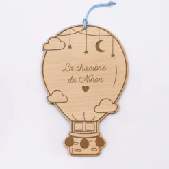 Outlet HappyBulle Cadre forme montgolfière personnalisé bois gravé 15x10 cm