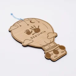 Outlet HappyBulle Cadre forme montgolfière personnalisé bois gravé 15x10 cm