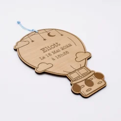 Outlet HappyBulle Cadre forme montgolfière personnalisé bois gravé 15x10 cm