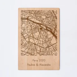 Clearance HappyBulle Cadre "Géo map" personnalisé gravé 15x10 cm avec support Bois