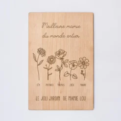 Best HappyBulle Cadre personnalisé bois gravé 15x10 cm avec support - édition spéciale "Joli jardin"