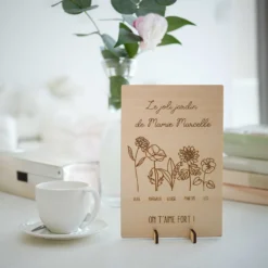 Best HappyBulle Cadre personnalisé bois gravé 15x10 cm avec support - édition spéciale "Joli jardin"