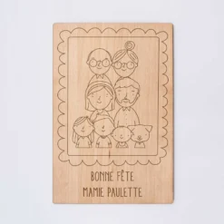 New HappyBulle Cadre personnalisé bois gravé 15x10 cm avec support - édition spéciale "Famille"