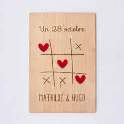 Sale HappyBulle Cadre personnalisé bois gravé 15x10 cm avec support - édition spéciale "Morpion amour"