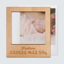 Online HappyBulle Cadre polaroïd personnalisé gravé bois aimanté grand format 92x108 mm
