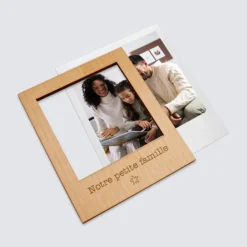 Online HappyBulle Cadre polaroïd personnalisé gravé bois aimanté grand format 92x108 mm