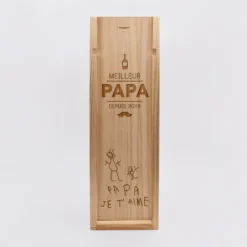 Best HappyBulle Caisse de vin bois couvercle acrylique gravé - Edition spéciale "Meilleur Papa depuis"