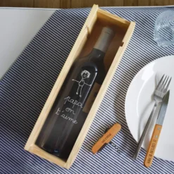 Outlet HappyBulle Caisse de vin bois couvercle gravé