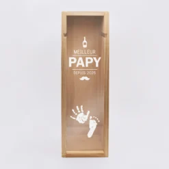 Sale HappyBulle Caisse de vin bois couvercle gravé - Edition spéciale "Meilleur Papy depuis"