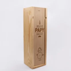 Sale HappyBulle Caisse de vin bois couvercle gravé - Edition spéciale "Meilleur Papy depuis"