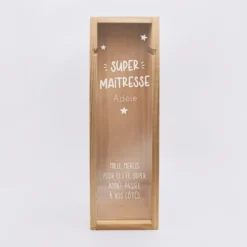 Best HappyBulle Caisse de vin personnalisée bois couvercle acrylique gravé - Edition spéciale "Super maîtresse" Femme