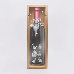 Best HappyBulle Caisse de vin personnalisée bois couvercle acrylique gravé - Edition spéciale 