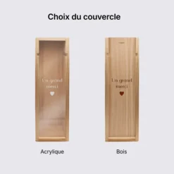 Best HappyBulle Caisse de vin personnalisée bois couvercle acrylique gravé - Edition spéciale 