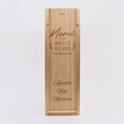 HappyBulle Caisse de vin personnalisée bois couvercle gravé - Edition spéciale "Merci pour cette belle année"