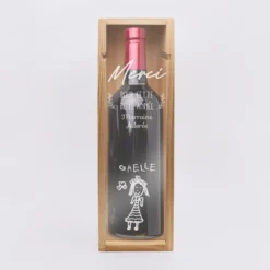 HappyBulle Caisse de vin personnalisée bois couvercle gravé - Edition spéciale "Merci pour cette belle année"