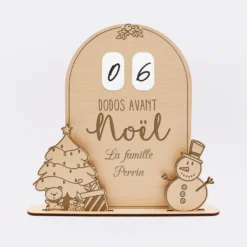 Sale HappyBulle Calendrier de l'avent personnalisé compte à rebours Noël magique bois gravé