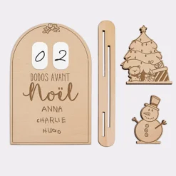 Sale HappyBulle Calendrier de l'avent personnalisé compte à rebours Noël magique bois gravé